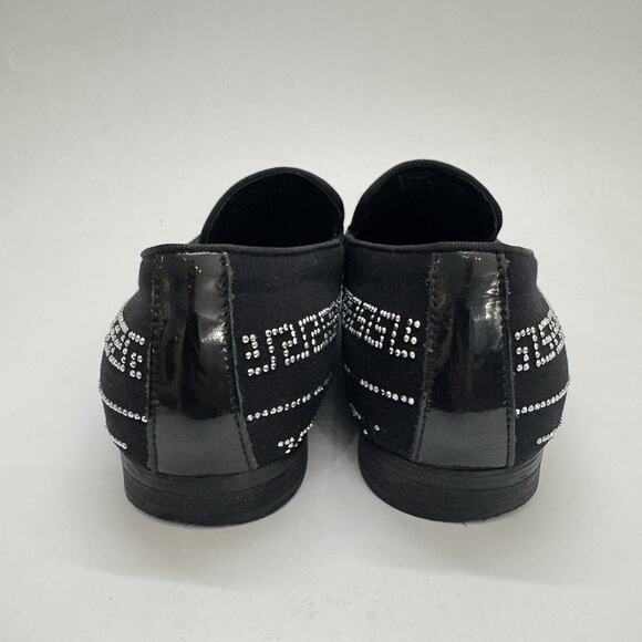 Barabas Men\'s Sz 8 Rhinestone Greek Key Pattern Slip On Loafers Black Silver main image 6